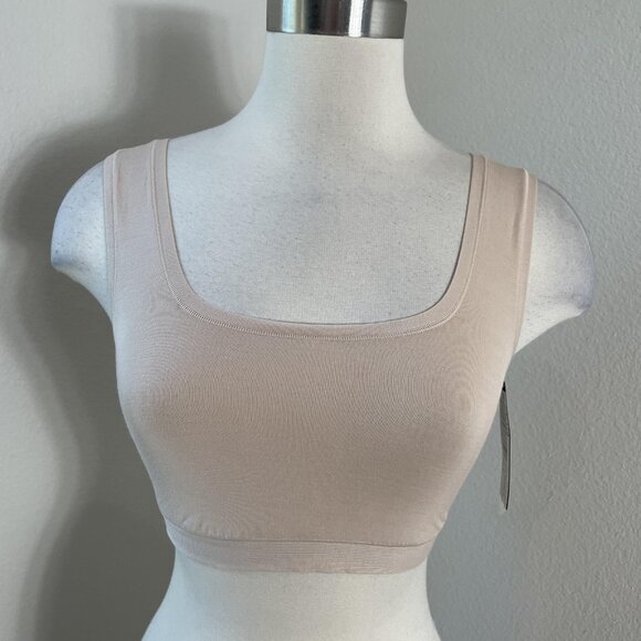 DKNY Bralette Womens Large Beige Table Tops Modal Wireless Square Neck DK7388 - Picture 1 of 14